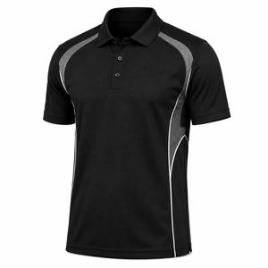 Chemise de sport décontractée pour homme en jersey tricoté à manches courtes, motif uni gris et noir, respirante, en polyester/coton - Product Image 3