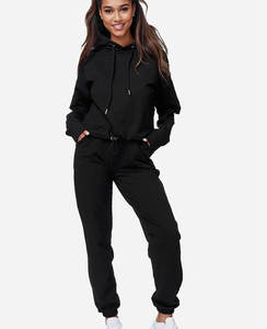 Ensembles de vêtements à capuche en coton épais personnalisés pour femmes, tenues de jogging avec broderie appliquée, survêtement à capuche pour femmes - Product Image 5