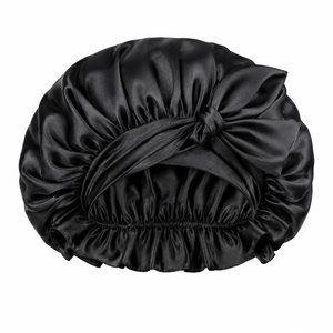 Bonnet de nuit en satin pour femmes, noir, élastique réglable, pour usage domestique, style décontracté, adulte - Product Image 1