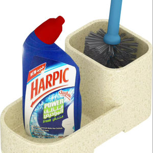 แปรงทำความสะอาดห้องน้ำแบบหนักพร้อมที่ใส่ขวดน้ำยาทำความสะอาด ชุดอุปกรณ์ขัดห้องน้ำประหยัดพื้นที่สำหรับทำความสะอาดโถสุขภัณฑ์อย่างล้ำลึก - Product Image 1