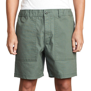 Pantalones Cortos Bermuda de Algodón Verde Oliva para Hombre con Bolsillos, Cierre de Botones, Estilo Casual, Cintura Media, Tejido Transpirable - Product Image 1