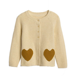 Women Knitted Cotton/Wool <b>Cardigan</b> Sweater <b>Heart</b> Embroidery Button for Sorority Fraternity Wear Front Logo school campus styles - Product Image 3