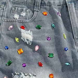 Pantalones Cortos Anchos de Pana para Hombre, Diseño Cielo Estrellado, Desgastados, con Dobladillo Deshilachado, Estilo Urbano, 100% Algodón, Secado Rápido - Product Image 4