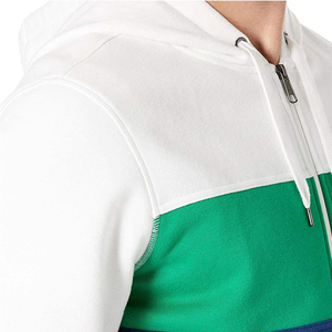Sudadera con Capucha Unisex con Bloques de Color y Cierre de Cremallera, Blanca, Verde y Azul, con Bolsillos, Estilo Casual, Corte Regular, Tejido FRENCH TERRY para Otoño - Product Image 4