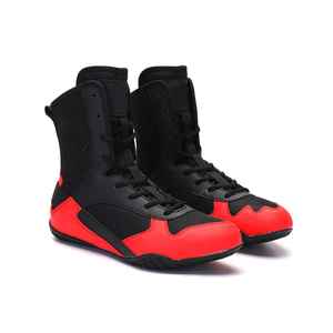 High Top Boxing Shoes Black Red <b>Mesh</b> Lace Up Breathable Sport <b>Boots</b> new design High-top boxing shoes Custom made sport <b>boots</b> - Product Image 4