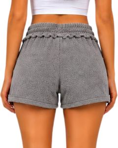 Gray Women <b>Drawstring</b> Cotton Terry Shorts Elastic Waist Casual Summer Lounge Wear Soft Pocket Mini Shorts Custom Fashion Shorts - Product Image 2