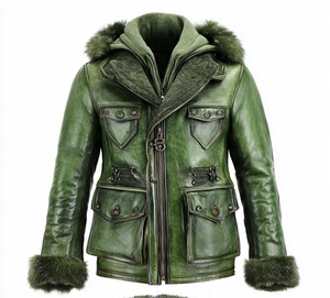 เสื้อแจ็คเก็ตหนังขนสัตว์คุณภาพสูงสำหรับผู้ชาย - Product Image 5