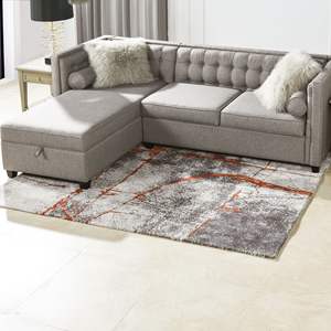 Tappeto astratto 5x6.5 'elegante Design in polipropilene grigio e arancione - Product Image 1