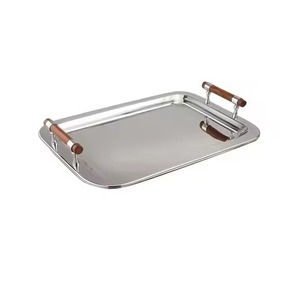 ถาดเสิร์ฟโลหะหรูหรา ขัดเงา สแตนเลสสตีล สำหรับตกแต่งโต๊ะอาหาร ขายส่ง - Product Image 3