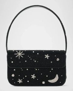Sac à bandoulière de soirée en verre noir perlé, brodé paysage urbain, sac à main portable avec fermeture éclair pour femme, idéal pour les fêtes et les voyages - Product Image 4