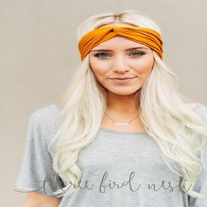 ที่คาดผมแฟชั่นสีกรมท่าแบบยืดได้สำหรับผู้หญิงเดรสขนาดใหญ่พิเศษห่อผมแบบเรียบง่ายด้วยผ้าคอตตอน - Product Image 5