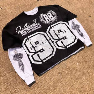 T-shirts pour hommes, imprimé lettres vintage, style gothique, style streetwear Harajuku, sweat-shirt décontracté ample, mode urbaine avec tissu de haute qualité - Product Image 6