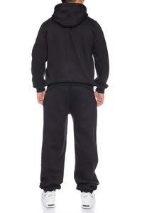 Ropa Deportiva personalizada para hombre y mujer, conjunto de Sudadera con capucha y pantalón corto, chándal de gran tamaño, color negro, unisex, 2021 - Product Image 3