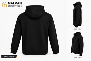 Sweat-shirt à capuche noir pour homme de qualité supérieure, coupe classique, en molleton de coton, pull décontracté avec poche avant, idéal pour l'automne - Product Image 3