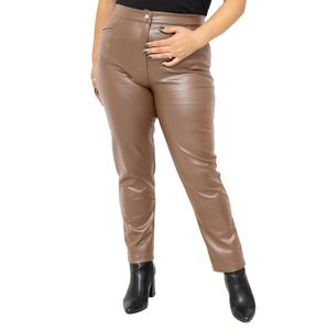 Nouveau style de haute qualité coupe ajustée jambe droite pantalon skinny en cuir pour femmes prix de gros respirant pantalon en cuir pour dames - Product Image 2