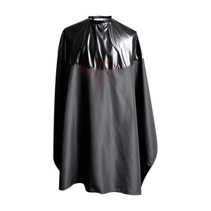 Cape de coiffure imperméable en nylon/polyester écologique noire pour salon de coiffure, tablier de coupe de cheveux pour barbier - Product Image 5