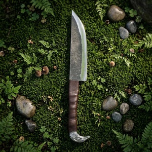 Cuchillo de Caza Hecho a Mano de Acero al Carbono de Grado Industrial y Funda de Cuero para Acampar al Aire Libre - Product Image 4