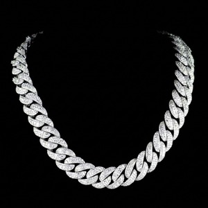 Collar de cadena de cuerda de moissanita chapado en rodio de plata S925 de primera calidad, joyería de moda brillante para hombres y mujeres, disponible para la venta. - Product Image 5