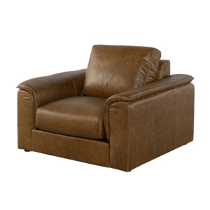 Fauteuil contemporain en cuir véritable, assise profonde, confortable, pour salon, chambre, villa - Design durable - Product Image 2