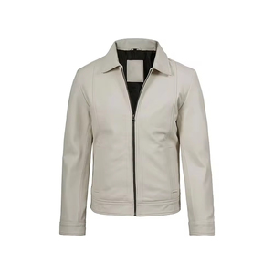 Custom Men's <b>Leather</b> <b>Jacket</b> Minimalist Zip Up Slim Fit Casual Fashion Premium Plain Modern <b>Jacket</b> - Product Image 1