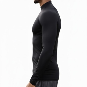 <b>Men</b> <b>Compression</b> <b>Shirt</b> For Training Fitness Everyday Performance High Crew Neck Body Contouring Shape Stretch Fit <b>Shirt</b> - Product Image 4