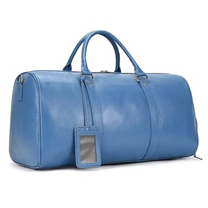 Blue <b>Leather</b> Duffel <b>Bag</b> <b>Weekender</b> Travel <b>Bag</b> Foldable Portable Zipper Closure Adjustable Strap Waterproof Large Capacity Durable - Product Image 6