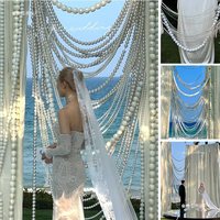 LANJO Guirlande de boules géantes en mousse élégante, décoration de mariage, pendentif chaîne de perles suspendue, blanc/argent, plusieurs tailles, utilisation extérieure, livraison rapide