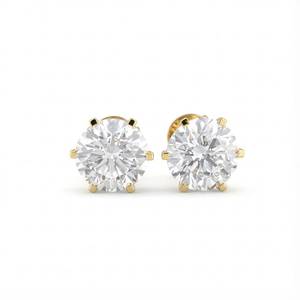 Boucles d'oreilles rondes Martini - 6 griffes serties de diamants - Or 9k, 14k, 18k - Product Image 3