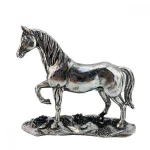 Escultura contemporánea de caballo en aluminio fundido, gallo dinámico, arte equino metálico, decoración para interiores elegantes. - Product Image 4