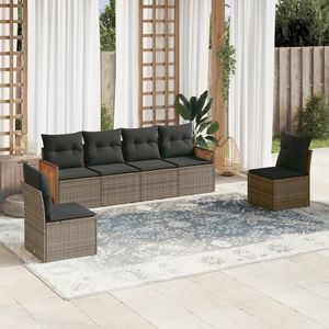 Ensemble de canapés de jardin modulaires en rotin PE gris avec housses amovibles, meubles de patio - Product Image 1