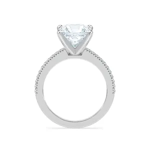 Anillo de compromiso con piedra lateral Lizzia de diamante talla princesa de dos quilates, joyería elegante y clásica para mujer, artesanía fina atemporal - Product Image 4