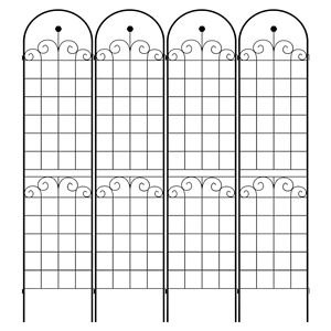 Set di 4 Tralicci da Giardino in Metallo Nero Antiruggine 86,7 X 19,7 cm, Supporto per Piante Rampicanti da Esterno - Product Image 1