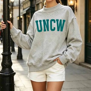 Uncw Wholesale <b>Mock</b> <b>Neck</b> Sweatshirt Polka Dot Tackle Twill Chenille Letter College Wear - Product Image 1