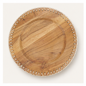 Plato Decorativo Ecológico Hecho a Mano con Madera de Acacia y Borde Cosido Rústico, Base Decorativa Natural para Eventos de Boda - Product Image 5