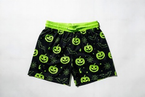 Pantalones Cortos Deportivos de Malla para Hombre, Estampado de Calabaza y Murciélago en Negro, Naranja y Verde, Cintura Elástica, Transpirables, de Secado Rápido, para Halloween - Product Image 5