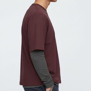 เสื้อยืดคอกลมแขนสั้นผู้ชาย สีพื้น ผ้าถัก สไตล์ลำลอง ทรงปกติ ดีไซน์เรียบง่าย - Product Image 4