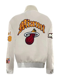 Veste universitaire en laine et cuir Miami Heat Old English - Product Image 2