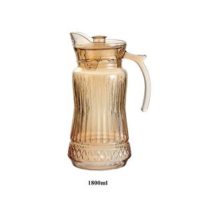 Ensemble de carafe à eau en verre rayé à carreaux de 1800 ml avec 6 verres à boire, ensemble de carafe en verre transparent pour la maison et les cadeaux - Product Image 6