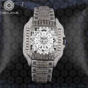 Montre de luxe Charm Jewells en acier inoxydable, boîtier de 40 mm, accents de diamants, mouvement mécanique analogique, mode vintage hip-hop pour hommes - Product Image 1