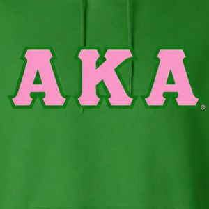 เสื้อฮู้ดดี้ปักลายผ้าทวิลสีเขียวฟอเรสต์แบบกำหนดเอง Alpha AKA พร้อมตัวอักษรสีชมพู ผ้าฟลีซแบบสวมหัว ยูนิเซ็กซ์ เสื้อผ้าชมรมกรีก รับผลิตแบบ OEM ODM - Product Image 6