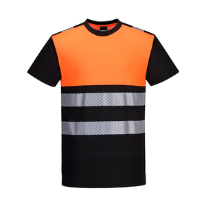 Men's Hi Visibility <b>Orange</b> Black Reflective Work T-Shirt Safety Uniform Apparel - Product Image 1