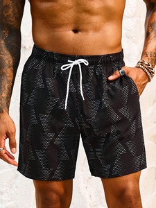 Short de bain sportif unisexe en toile double couche pour homme, séchage rapide, couleur unie, longueur genou, léger, respirant, tricoté - Product Image 3