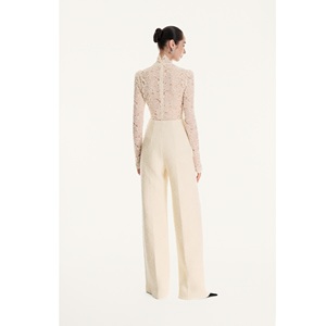 Blusa al por Mayor para Mujer, Top de Lujo GISELLE, Negro y Blanco, Encaje Cordado, Decoración de Encaje Sólido Regular, 59 cm, Tops de Punto para Mujer - Product Image 3