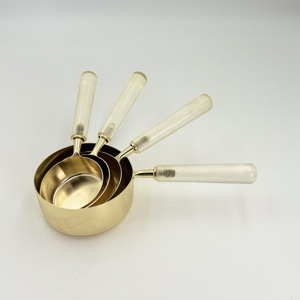 Utensilios de Cocina de Acero Inoxidable para Medir, Cucharas Medidoras, Tazas Medidoras con Mango de Resina, Producto Superventas - Product Image 1