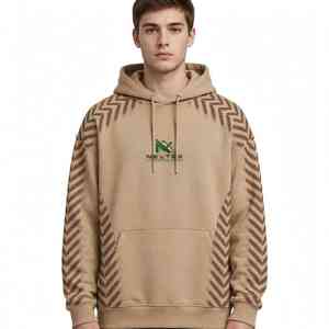 NEXTEX Sweat à capuche unisexe en molleton de coton doux, motif épi de blé, beige marron, chaud et décontracté - Product Image 1