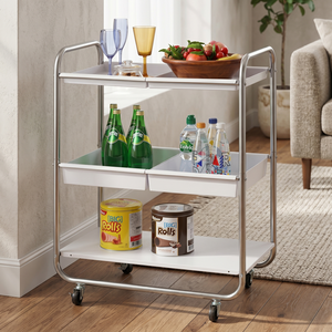 Durable 3-Tier Tube Metal Rolling Utility <b>Tool</b> <b>Cart</b> Home Storage Four-Wheel Roll Container Powder Coating Finish OEM Supported - Product Image 2