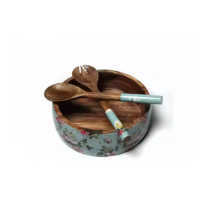 Special India RR ENTERPRISES <b>Mango</b> <b>Wood</b> Enamel Printed Decorative Iftar Snack Serving <b>Bowl</b> - Product Image 4