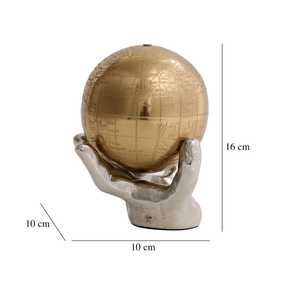 Jaffs Exports L 22xW 8xH 21cm Hand Holding Globe Sculpture Aluminium Engraved World Map 16cm Eco-Friendly Handmade Modern - Product Image 5