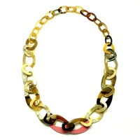 Collier unisexe en corne de buffle laquée 2026, écologique, couleur personnalisable, chaîne à maillons tendance, 90 cm, idéal pour les anniversaires, best-seller