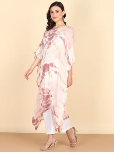 High Quality Designer Rayon <b>Kaftan</b> Tie Dyed <b>Summer</b> Daily Wear Regular Fit O-Neck Washable Three Quarter Sleeve Best Price - Product Image 5
